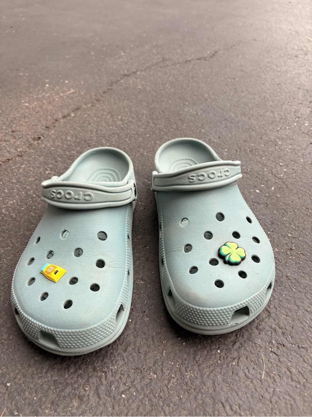 CROCS Kids Classic Clog in Seafoam Green with Charms
